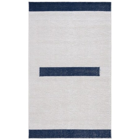 Safavieh 3 x 5 ft. Natural Flat Weave Rectangle Area Rug Ivory & Navy NAT324N-3